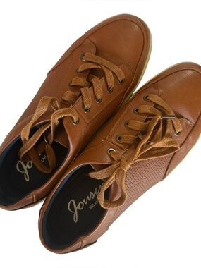 Jonsen Milan Men’s Cognac Brown Lace Up Comfort Sneakers Size 8